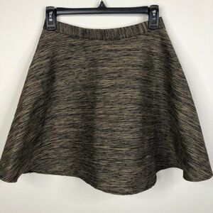 NEW Amour Vert Black Gold 100% Silk Space Dye Flare Mini Skirt Women's Sz Small